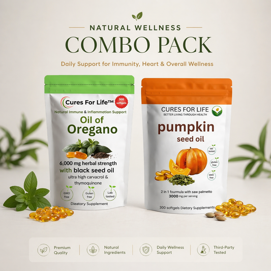 Oil of Oregano Softgels & Pumpkin Seed Oil Softgels Combo | Immune + Hair Support