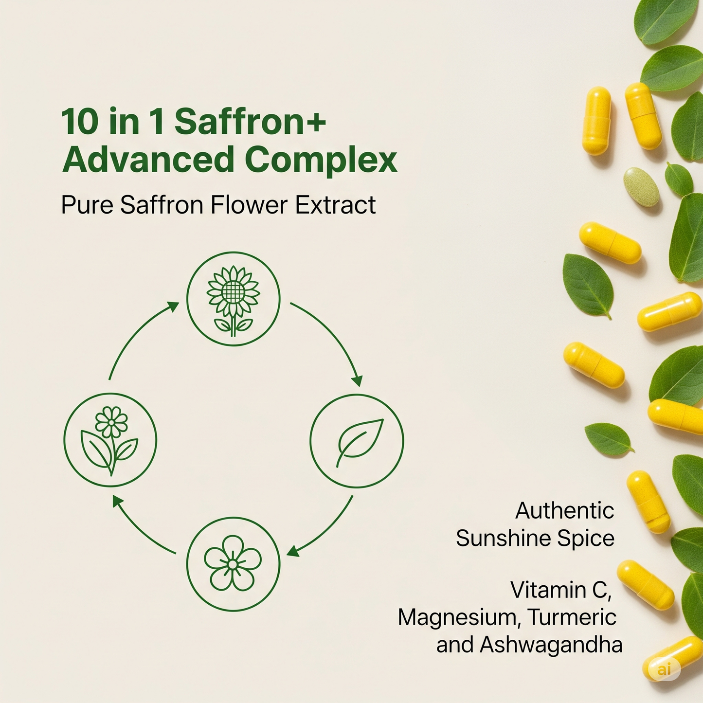 Saffron+ Advanced Mood & Appetite Support – 60 Vegan Capsules – Pure Saffron Extract Supplement