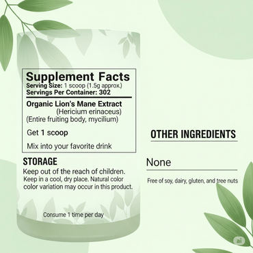 Organic Lion’s Mane Mushroom Supplement Powder | Brain & Nerve Support | Cures For Life™