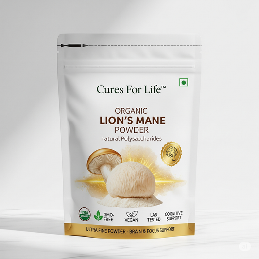 Organic Lion’s Mane Mushroom Supplement Powder | Brain & Nerve Support | Cures For Life™
