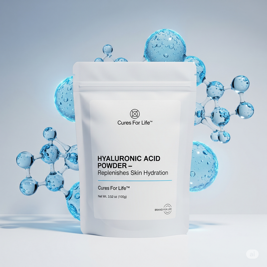 Cures For Life™ Hyaluronic Acid Powder – DIY Facial Serum, Skin Hydration Care Formula (1oz)