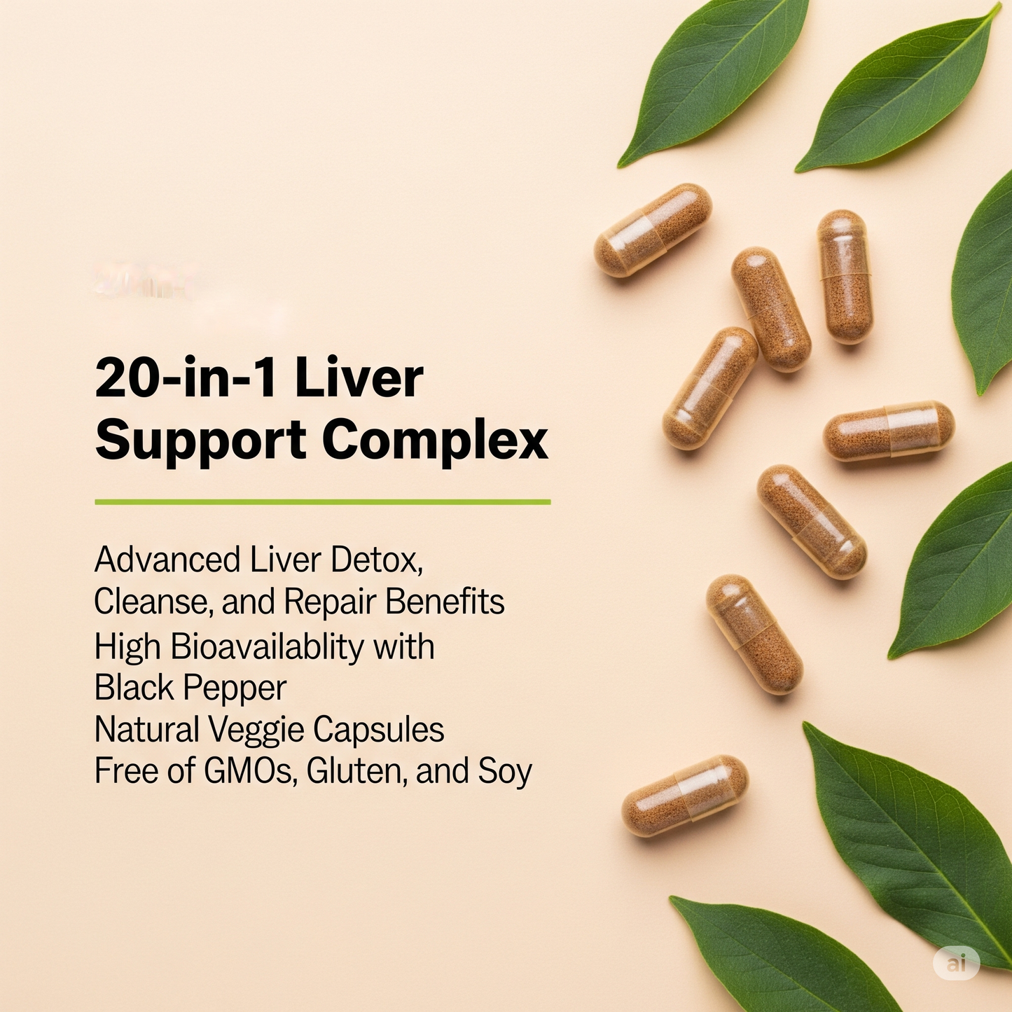 Liver Detox – 20-in-1 Advanced Support Complex – 240 Vegan Capsules – Herbal Liver Cleanse & Detox Supplement