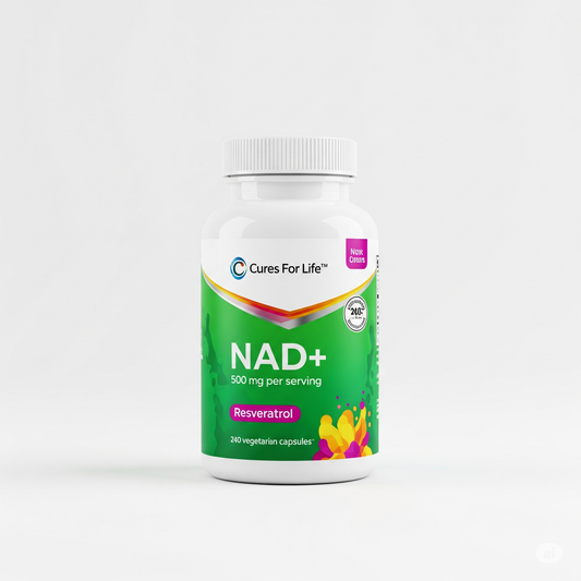 NAD+ Supplement 500mg with Resveratrol – Cellular Energy & Anti-Aging Support – 240 Vegan Capsules