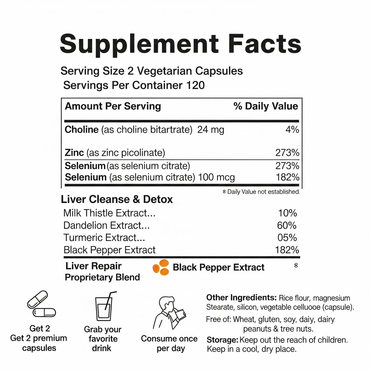 Liver Detox – 20-in-1 Advanced Support Complex – 240 Vegan Capsules – Herbal Liver Cleanse & Detox Supplement