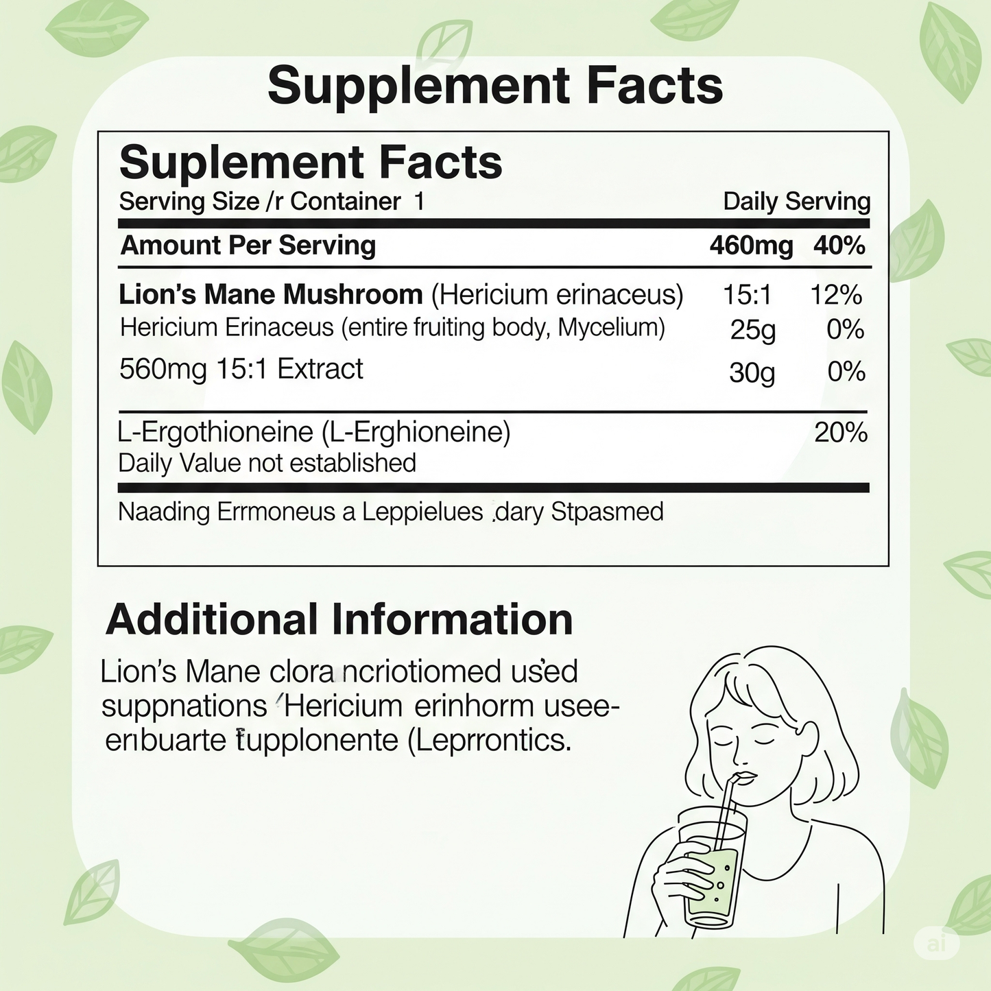 Lion’s Mane with L-Ergothioneine | 240 Vegan Capsules | 8,400 mg Herbal Equivalent | Ultra Strength Cognitive & Nerve Support Supplement