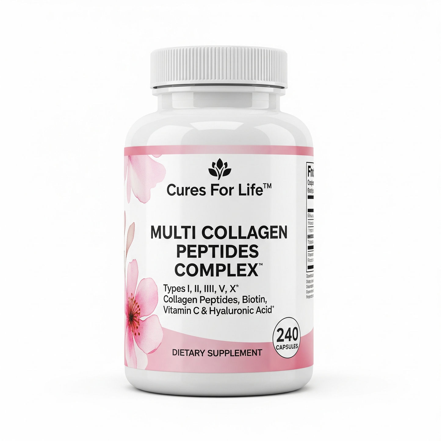 Cures For Life™ Multi Collagen Complex for Women & Men Over 30 – 5 Types – 240 Capsules