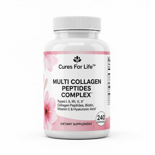Cures For Life™ Multi Collagen Complex for Women & Men Over 30 – 5 Types – 240 Capsules