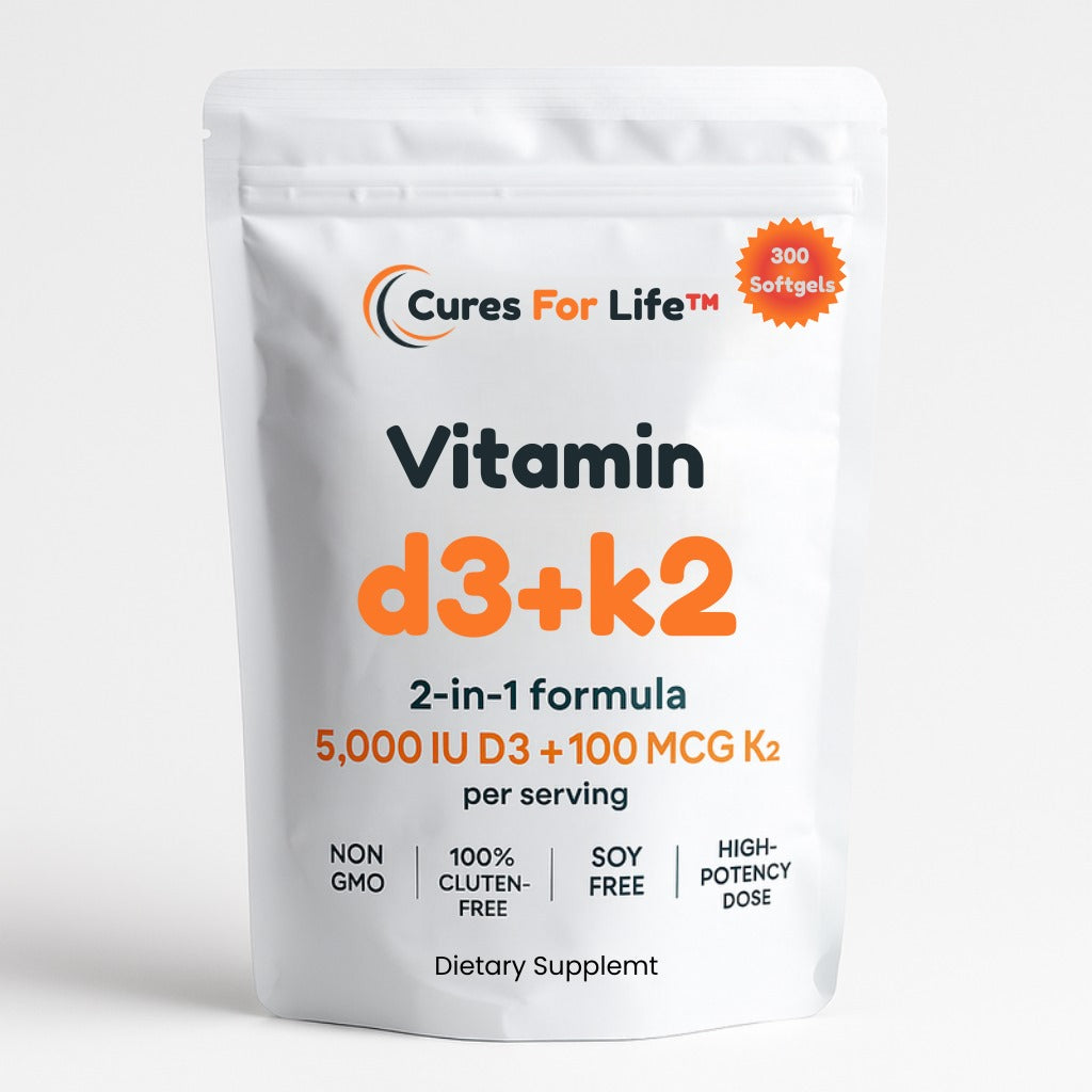 Vitamin D3 + K2 – 2-in-1 High Potency Formula – 300 Softgels