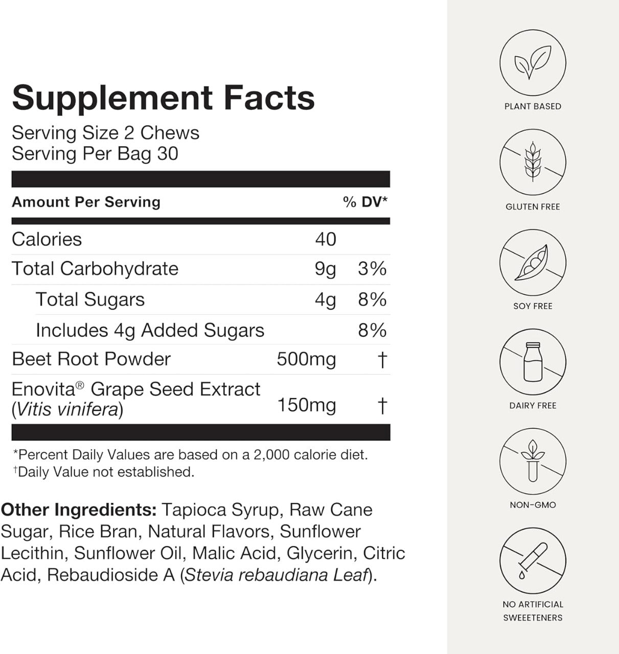 Beet Roots – Blood Pressure Support Chews | Pomegranate Berry Flavor | 60 Chews