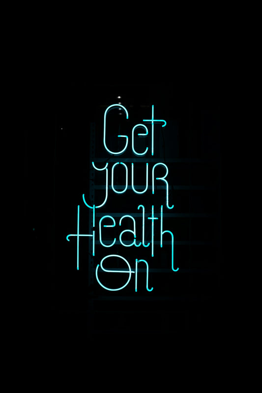 a neon sign that says get your health on