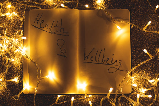 a book with writing on it with lights around it