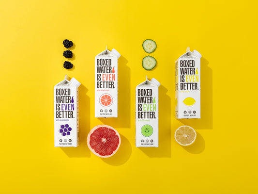 a yellow background with a few different foods
