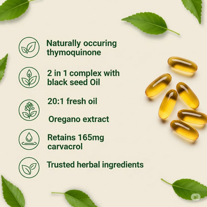 Oil of Oregano Softgels & Pumpkin Seed Oil Softgels Combo | Immune + Hair Support
