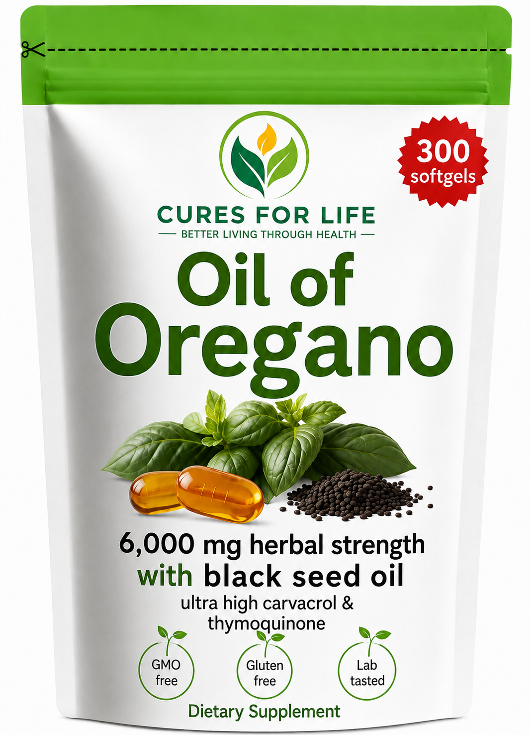 Oil of Oregano with Black Seed Oil – 300 Softgels | 165mg Carvacrol