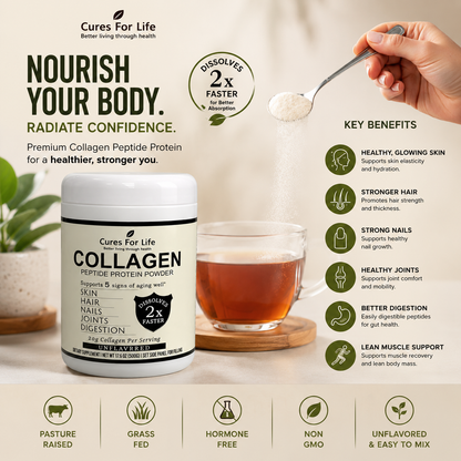 Cures For Life™ Collagen Peptide Protein Powder – Unflavored – 500g