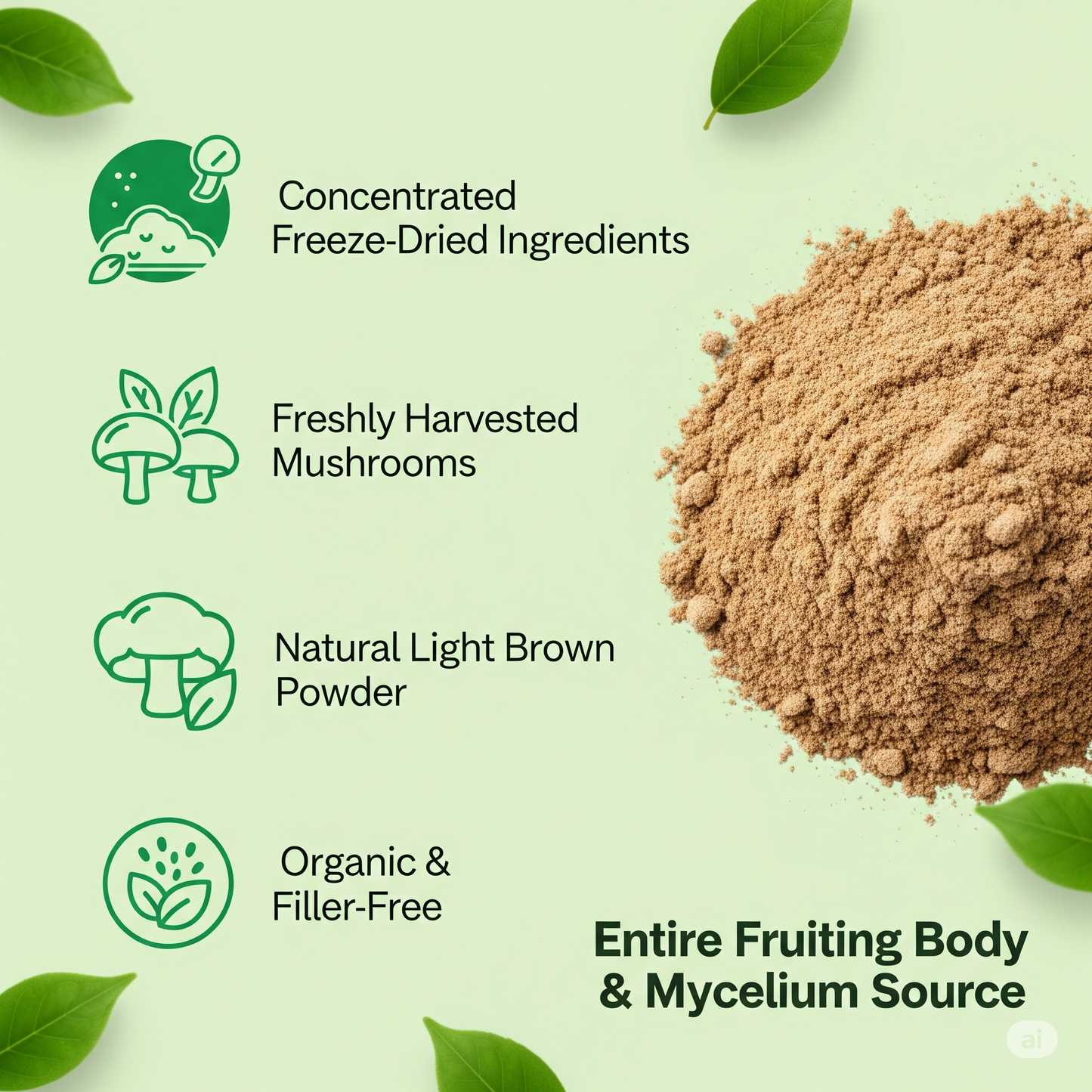 Organic Lion’s Mane Mushroom Supplement Powder | Brain & Nerve Support | Cures For Life™