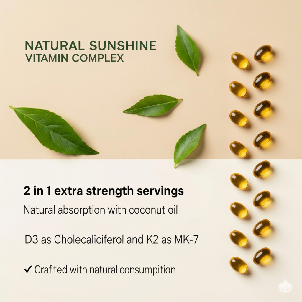 Vitamin supplement capsules with 'Natural Sunshine Vitamin Complex'.