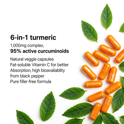 Turmeric Curcumin 1,000mg – 95% Curcuminoids with Black Pepper & MCT Oil – Enhanced Absorption – No Fillers, Non-GMO – 120 Vegetarian Capsules