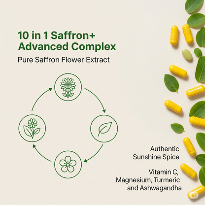 Saffron+ Advanced Mood & Appetite Support – 60 Vegan Capsules – Pure Saffron Extract Supplement