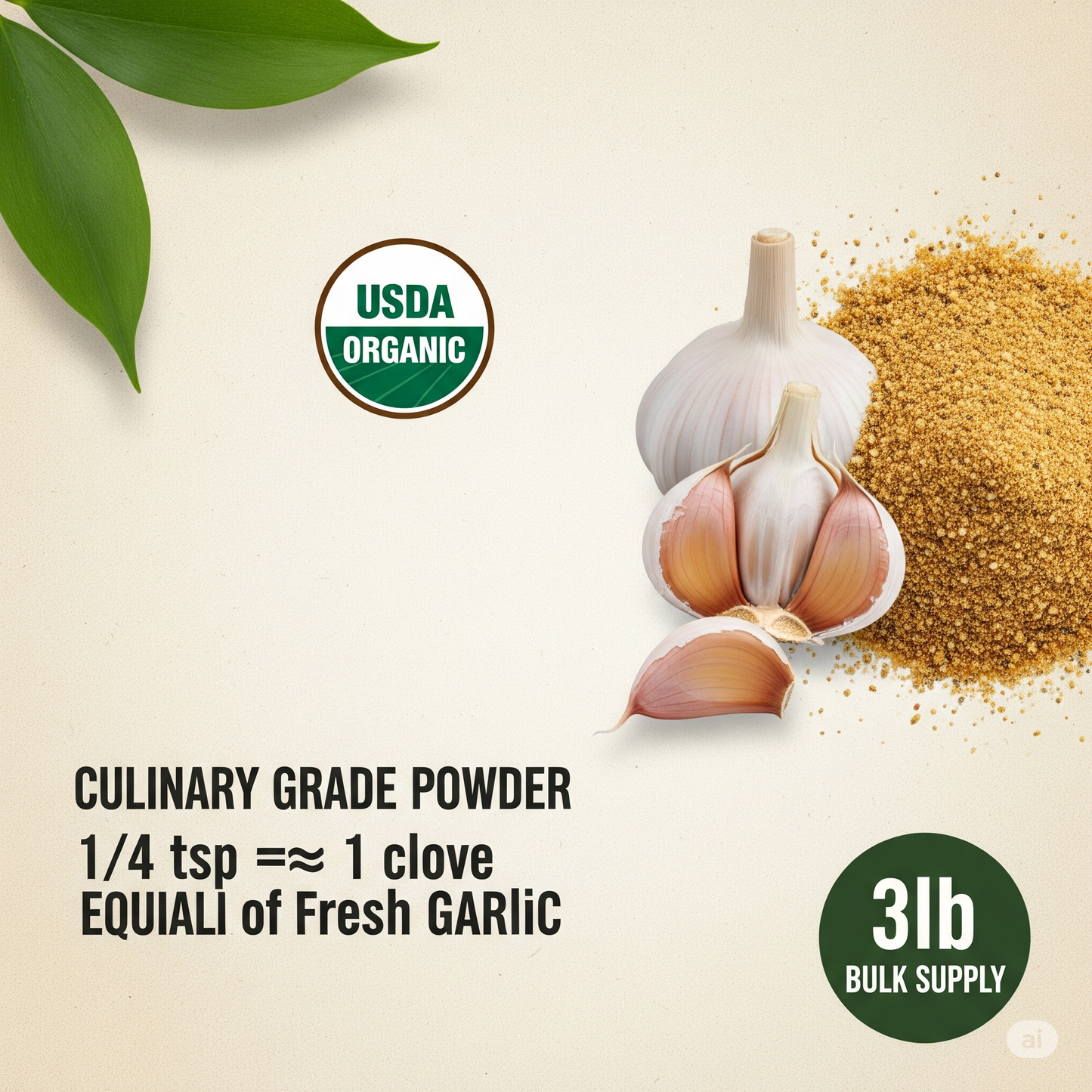 Cures For Life™ Organic Garlic Powder – 3 lb (1360g)