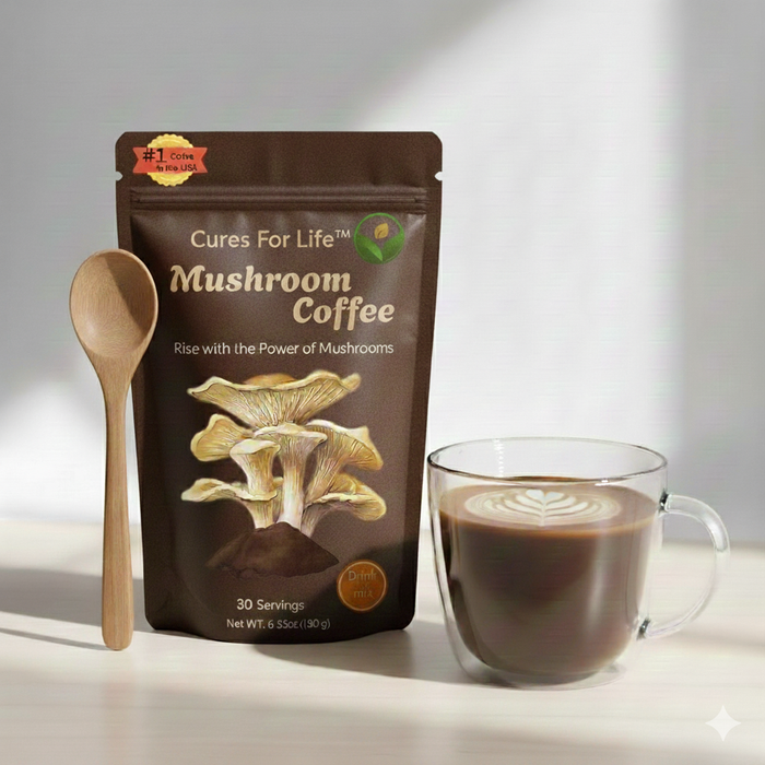Cures For Life Mushroom Coffee with Lion's Mane, Chaga and Cordyceps package