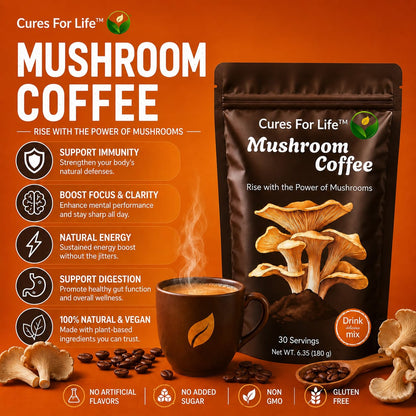 Cures For Life™ Mushroom Coffee with Lion's Mane, Chaga & Cordyceps – Arabica Blend