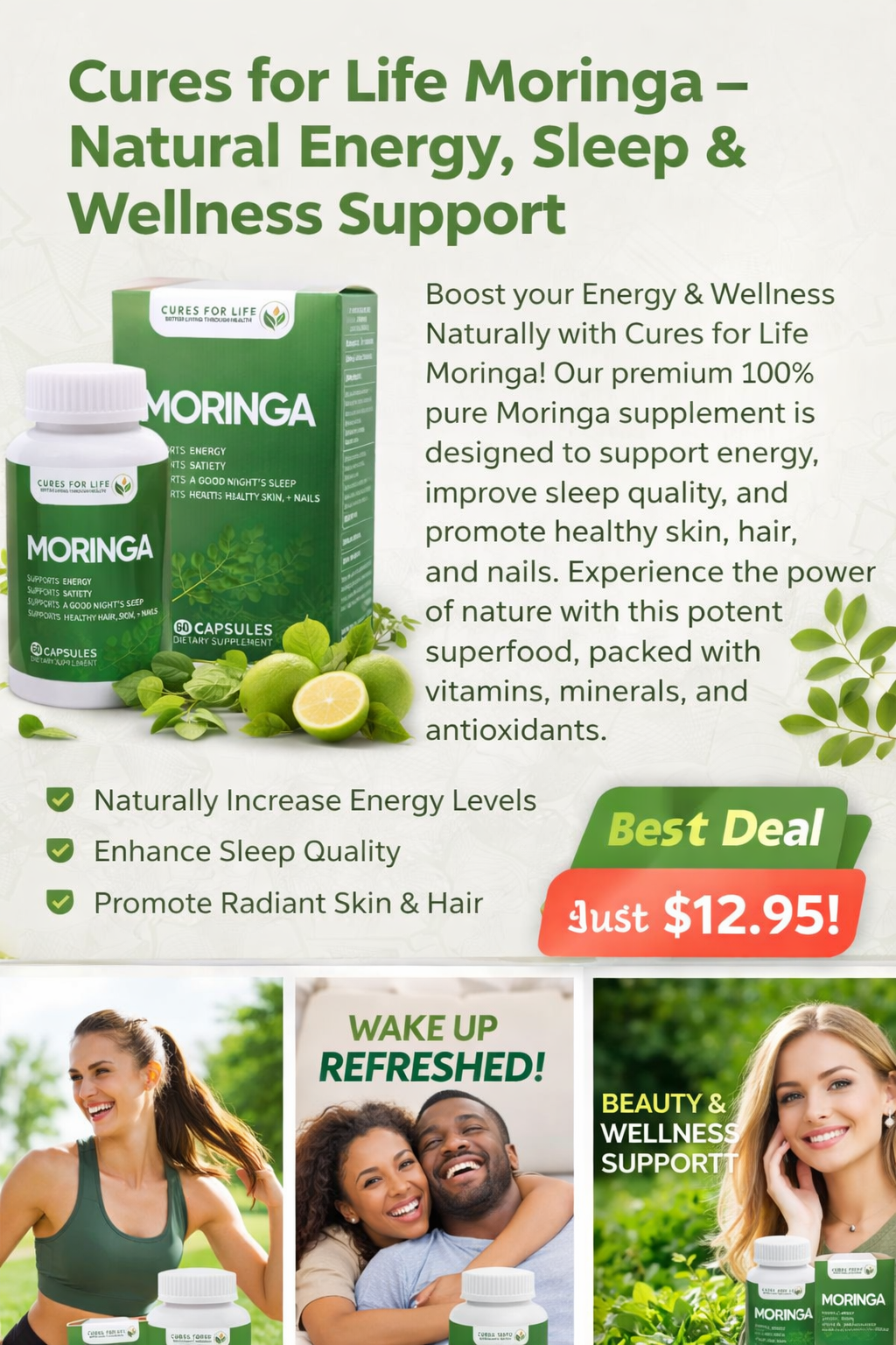 Cures for Life Moringa – Natural Energy, Sleep & Wellness Support